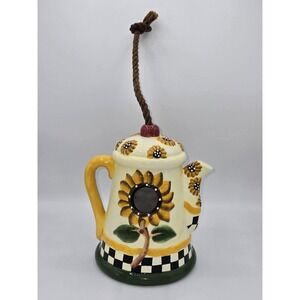 Clever Choice‎ NOHO Studios Vintage Ceramic Hand Painted Teapot Bird House Bank
